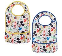 Ellepi Lot de 2 bavoirs Disney plastifiés avec poche, Minnie & Mickey, Mickey, 37x22 cm