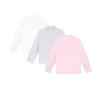 Ellepi Lot de 3 Maillots Fille à Manches Longues en 100% Coton Chaud, Rose, 4 Ans