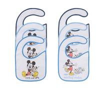 Ellepi Lot de 6 bavoirs imperméables pour bébé Disney en coton/PVC, Mickey, 28x19 cm
