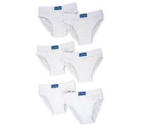 Ellepi Lot de 6 Slips garçon en Coton Doux, Blanc, 5-6 Ans