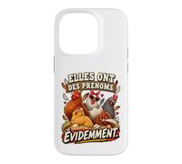 Elles Ont des Prénoms Évidemment Humour Poules Coque pour iPhone 14 Pro