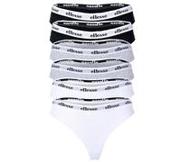 Ellesse HILLAR Lot de 6 strings pour femme en coton stretch avec logo, Noir/blanc/gris, S