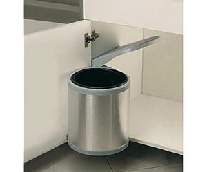 Elletipi Anneau PPI607 / 1 Poubelle automatique pour porte sous évier, Fixation latérale du socle, Plastique et Acier, 27 x 27 x 32 cm, Finition Inox