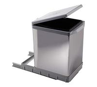 ELLETIPI Poubelle coulissante - 18 l - Décor : Inox/Gris - Matériau : Acier inox/PP