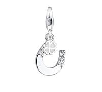 Elli Amulettes Elli - Trèfle Fer à Cheval Email Blanc Charms Femme - (925/1000) Argent