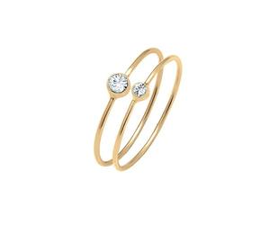 Elli Bague Ensemble pour Femmes Élégant Basique avec Cristaux en Argent Sterling 925