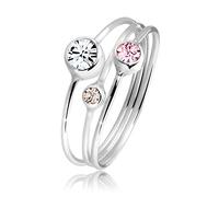Elli Bague Femme Bague à Empiler Sertie de Cristaux en Argent Sterling 925