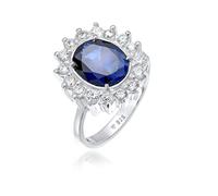 Elli Bague Femmes Cocktail Royal avec Saphir Synthétique et Zirconium en Argent Sterling 925