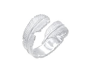 Elli Bague Femme Enveloppante Motif Plume en Argent Sterling 925