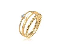 Elli Bague Femme Set Solitaire avec Cristaux en Argent Sterling 925