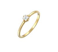 Elli Bague Femmes Bague de fiançailles Solitaire Classique avec Zirconia en argent sterling 925 plaqué or