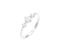 Elli Bague Femmes Bande Géo Vintage Tendance avec Opale Synthétique en Argent Sterling 925