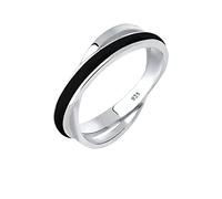 ELLI Bague noir / argent, Taille 64