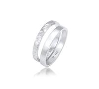 Elli Bague Femmes Ensemble Basique Look Martelé Combinable en Argent Sterling 925