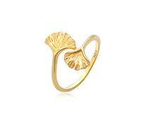 Elli Bague Femmes Gingko Feuille Ouverte Tendance en argent sterling 925 plaqué or