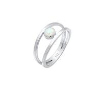 Elli Bague Femmes Opale Synthétique à Double Sein en Argent Sterling 925