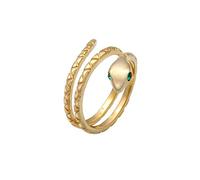 Elli Bague Femmes Serpent Pinky Moderne avec Cristaux en Argent Sterling 925 Plaqué Or