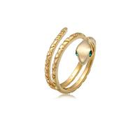 Elli Bague Femmes Serpent Pinky Moderne avec Cristaux en Argent Sterling 925 Plaqué Or