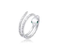 Elli Bague Femmes Serpent Pinky Moderne avec Cristaux en Argent Sterling 925 Plaqué Or
