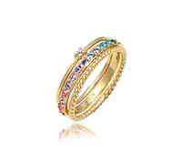 Elli Bague Femmes Set Multi-Color étincelant avec cristaux Multicolore en argent sterling 925 plaqué or