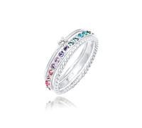 Elli Bague Femmes Set Multi-Color étincelant avec cristaux Multicolore en argent sterling 925 plaqué or