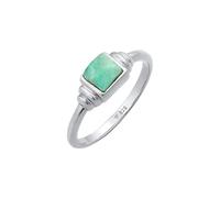 Elli Bague Femmes Solitaire Vintage Carré Simple avec Amazonite en Argent Sterling 925 Plaqué Or