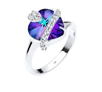 ELLI Bague 'Herz' bleu violet / argent, Taille 54