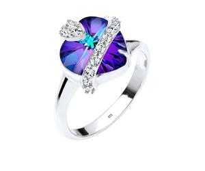 ELLI Bague 'Herz' bleu violet / argent, Taille 54