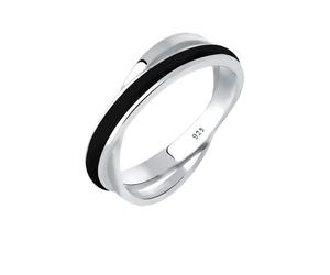 ELLI Bague noir / argent, Taille 52