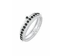 ELLI Bague noir / argent, Taille 62