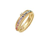 ELLI Bague 'Rainbow' bleu clair / or / transparent, Taille 60