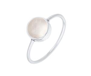 ELLI Bague 'Solitär' argent / blanc cassé, Taille 64