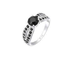 ELLI Bague 'Soltär' noir / argent, Taille 52