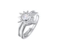 ELLI Bague 'Sonne und Mond' argent / transparent, Taille 56