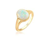 Elli Bague tendance pour femme avec opale synthétique en argent sterling 925 plaqué or, 52, Opale