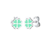Elli Boucles d´Oreilles pour Enfants en 925/1000 Argent avec Émail Bijoux pour Filles Kids Goujon Trèfle Porte-Bonheur Talisman Nature Fleur Pastel Vert