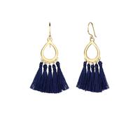 ELLI Boucles d'oreilles 'Boho' bleu foncé / or, Taille One Size