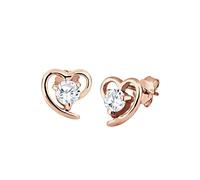 Elli - Boucles d'oreilles - Clous et puces Coeur Plaqué Or- Argent 925/1000 - Oxyde de Zirconium - 308781115
