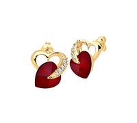 Elli Boucles d'Oreilles Herz Liebe Kristalle 925 Silber Honey