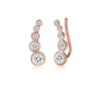 Elli Boucles d'Oreilles Elli - Ear Cuff Cercle Geo Cristal Boucles d'Oreilles Femme - Plaqué Or Rosé Argent (925/1000)