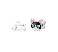Elli Boucles d'Oreilles Elli - Poisson et Chat Cristal Boucles d'Oreilles Enfant - (925/1000) Argent