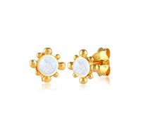 Elli Boucles d'Oreilles en pierre de lune pour dames - Vintage 925/1000 argent massif Plaqué or