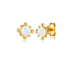 Elli Boucles d'Oreilles en pierre de lune pour dames - Vintage 925/1000 argent massif Plaqué or