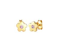 Elli Boucles d'Oreilles Enfants Clous d'oreilles Fleur Symbole avec Cristal rose en Argent Sterling 925