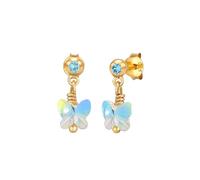 Elli Boucles d'Oreilles Enfants Pendentif d'oreilles Papillon Étincelant avec Cristal en Argent Sterling 925