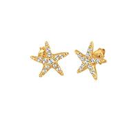 Elli Boucles d'Oreilles Etoile Cristaux Plaqué Or