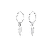Elli Boucles d'Oreilles Femmes Créoles Pendentif Plume Festival Boho avec Cristal en Argent Sterling 925