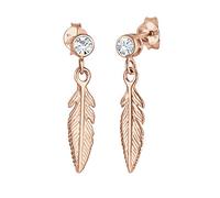 Elli Boucles d'Oreilles Femmes Pendentif d'oreilles Plume Boho avec Cristal en Argent Sterling 925