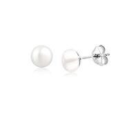 Elli - Boucles d'Oreilles Femme Perle d'Eau Douce Chinoise Argenté