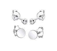 Elli Boucles d'Oreilles Femmes Clous d'oreilles Plaquettes Set de 2 avec Cristaux en Argent Sterling 925